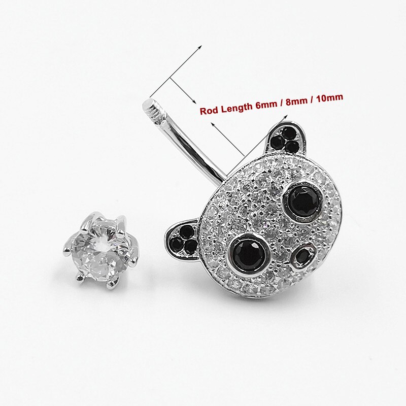 HelloLook Piercing all'ombelico in argento Sterling 925 per ragazza zircone anello ombelico gioielli penetranti per il corpo simpatici anelli di pancia Panda