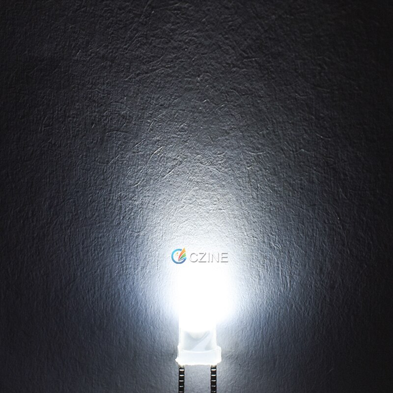 1000pcs/bag Czinelight Color Lens Emitting Light Bead 3mm Led Diode Red Yellow Blue Green Orange White: White