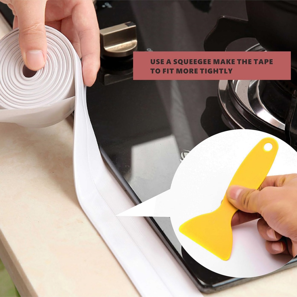Waterproof Self Adhesive PVC Sealant Tape for Bathtub Toilet Sink Countertop Shower Tile Bathroom Kitchen Leak Proof Durable Cau