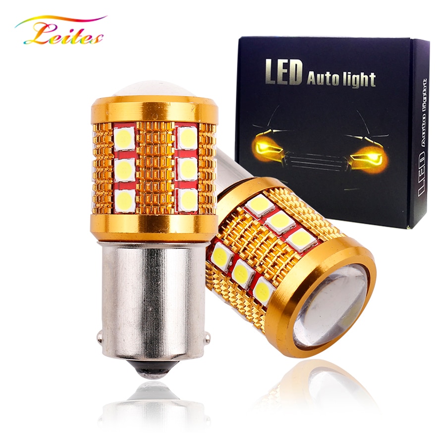 2x luz Led Canbus BA15S P21W 1156 3030 24SMD BAY15D P21/5W 1157, lámpara LED para luces de señal de giro de coche, blanco ámbar DC 12V