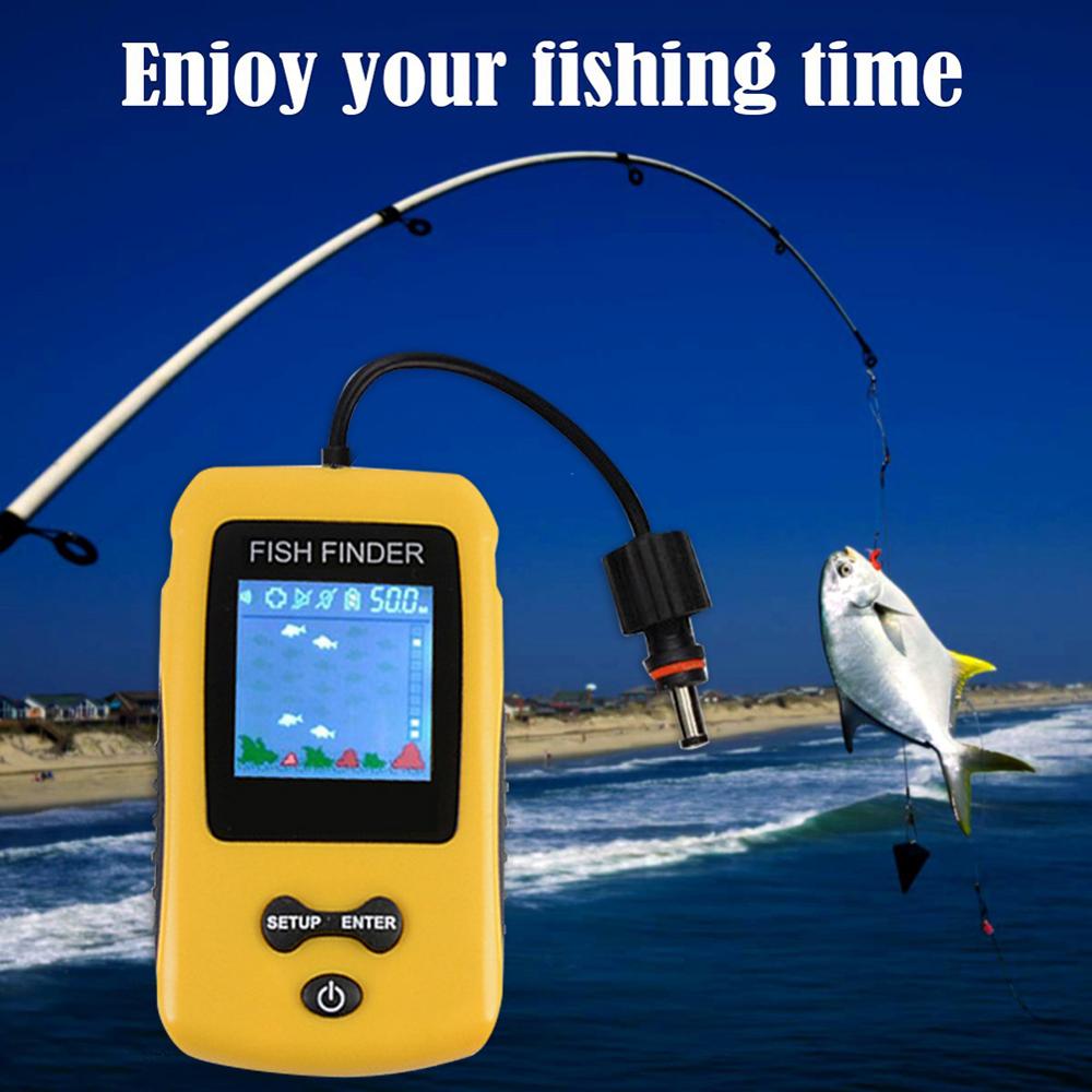 Sónar portátil de mano, sonda pez para Kayak de pesca, buscador de profundidad, equipo de pesca con transductor sónico y pantalla LCD