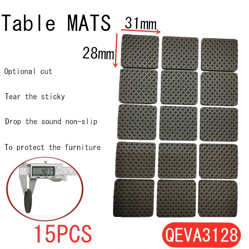 Alfombrilla para los pies autoadhesiva negra y cuadrada redondo, almohadillas de fieltro, alfombrilla antideslizante, amortiguador de parachoques para silla, Protector de mesa, Hardware: QEVA3128