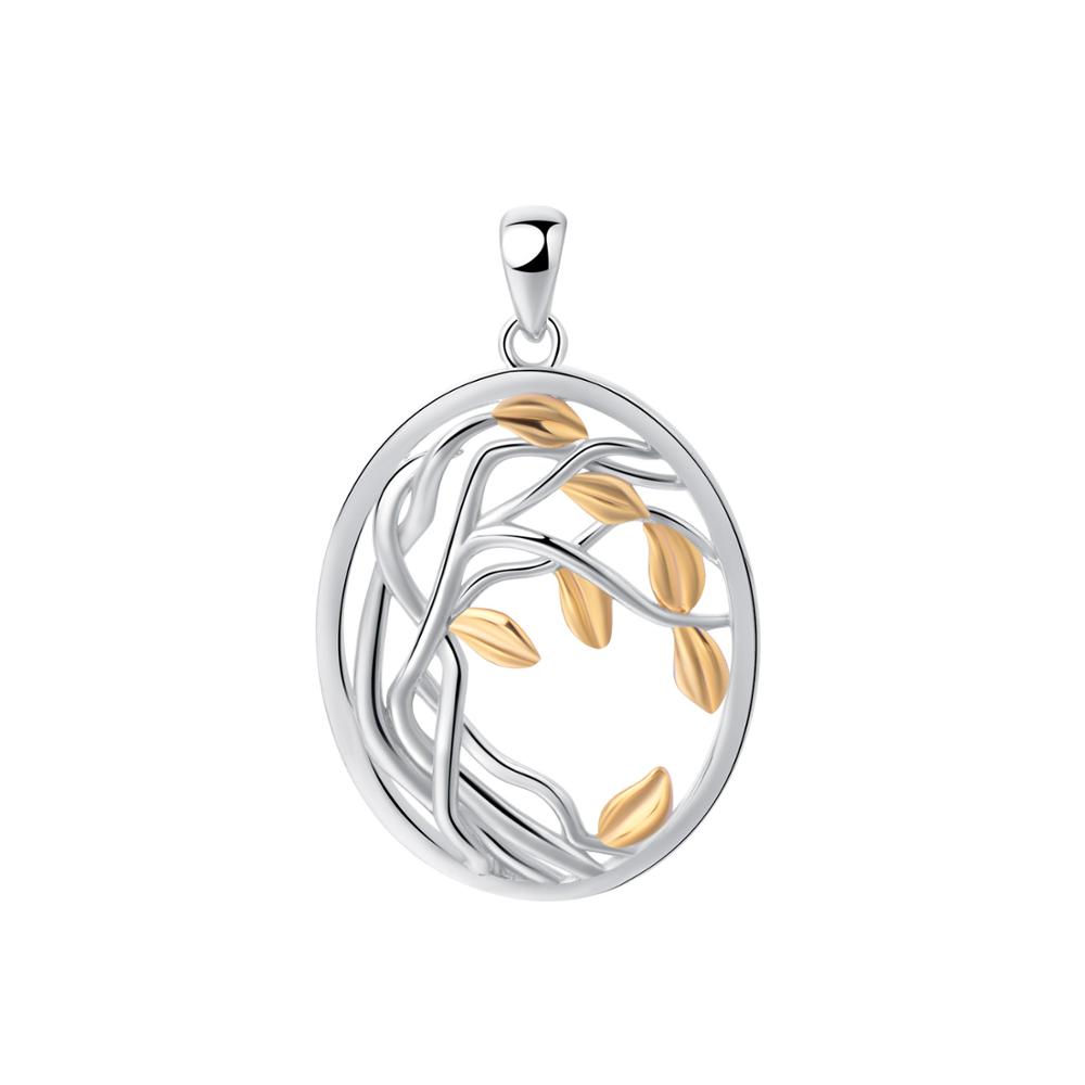 SA SILVERAGE 925 Sterling Silber Baum des Lebens Anhänger Halsketten für Frauen Gold Farbe Silber Lange Maxi Kette Halskette Colliers: Only Pendant