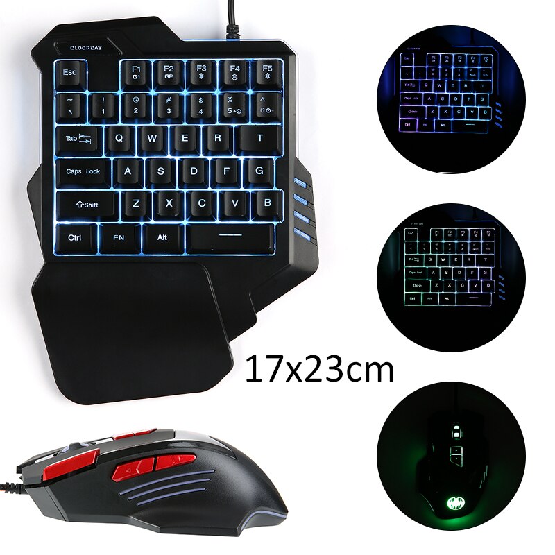 For PS4 Xbox One 1pc RGB Luminous Keyboard Mouse Set Adjustable 3200 DPI Keypad Mice Combos Pohiks