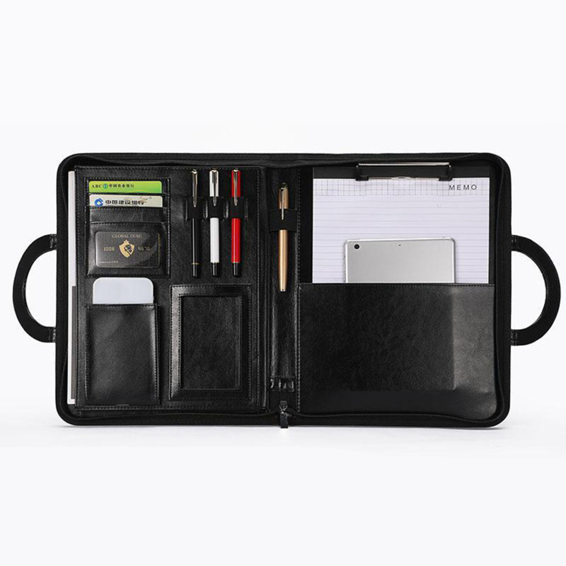 Cartella portadocumenti A4 con manici cartella da lavoro per donna cartella portadocumenti in pelle Pu Organizer per Notebook