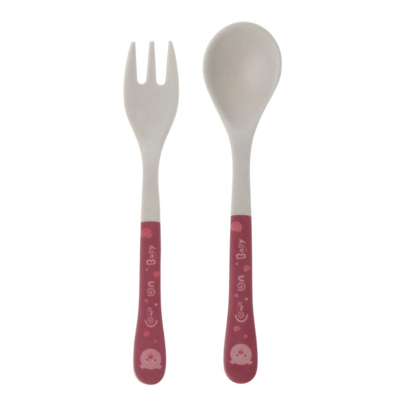 2 stuks/set bamboevezels milieuvriendelijk schattige lepel vork kinderservies baby lepel vork