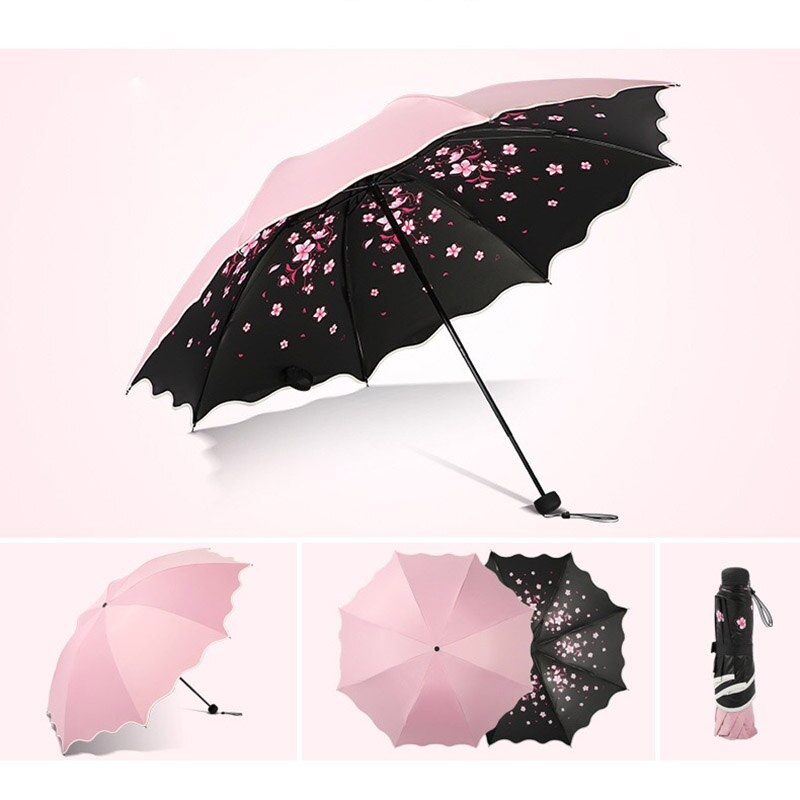 Mærke blomster paraply til kvinder folde pige parasol sol bærbar stærkt regn kvindelig sol uv klare paraplyer lys
