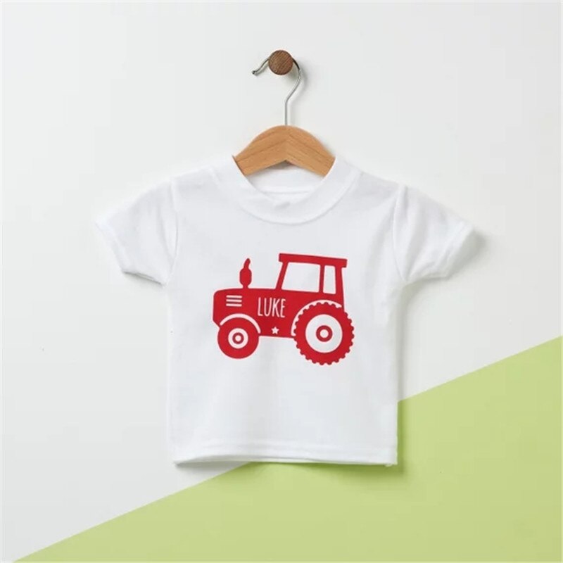 Traktor Personalisierte Baby T Shirt Personalisierte Baby Kleidung Unisex T shirt für Kinder Baby Geburtstag Präsentieren tr: 18m