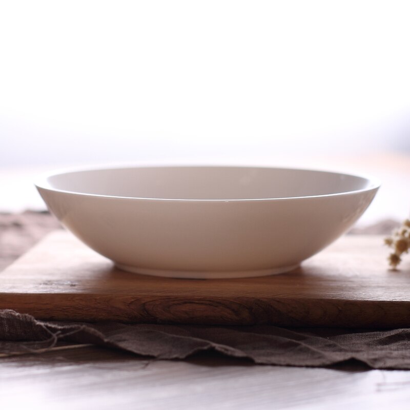 Ceramic Soup Plate Deep Plate Pure White Bone China Shallow Bowl Chinese Household Soup Bowl Vegetable Bowl Tableware
