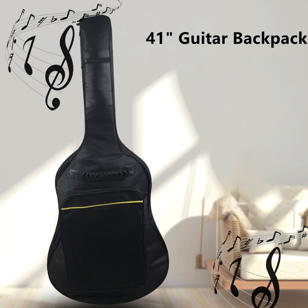 Mochila para guitarra de 41 pulgadas, bolsas impermeables, nailon Oxford con doble correa, funda acolchada para guitarra negra, mochilas para guitarras Gig Bas