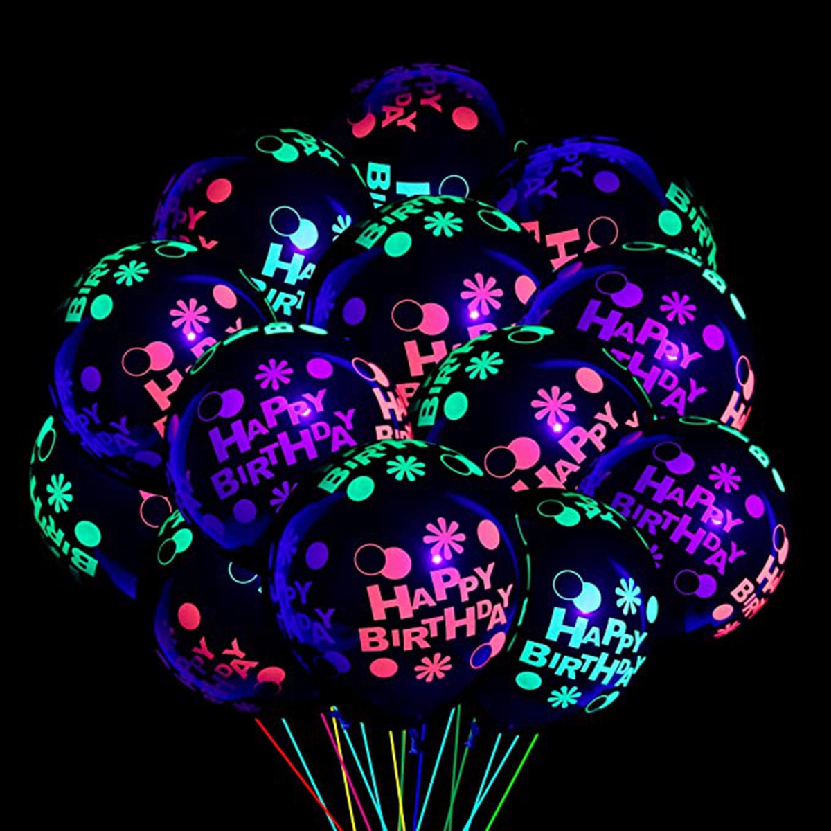 Selvlysende fluorescerende balloner tillykke med fødselsdagen fest dekoration til børn voksne latex ballon bryllup fødselsdag glød ballon indretning