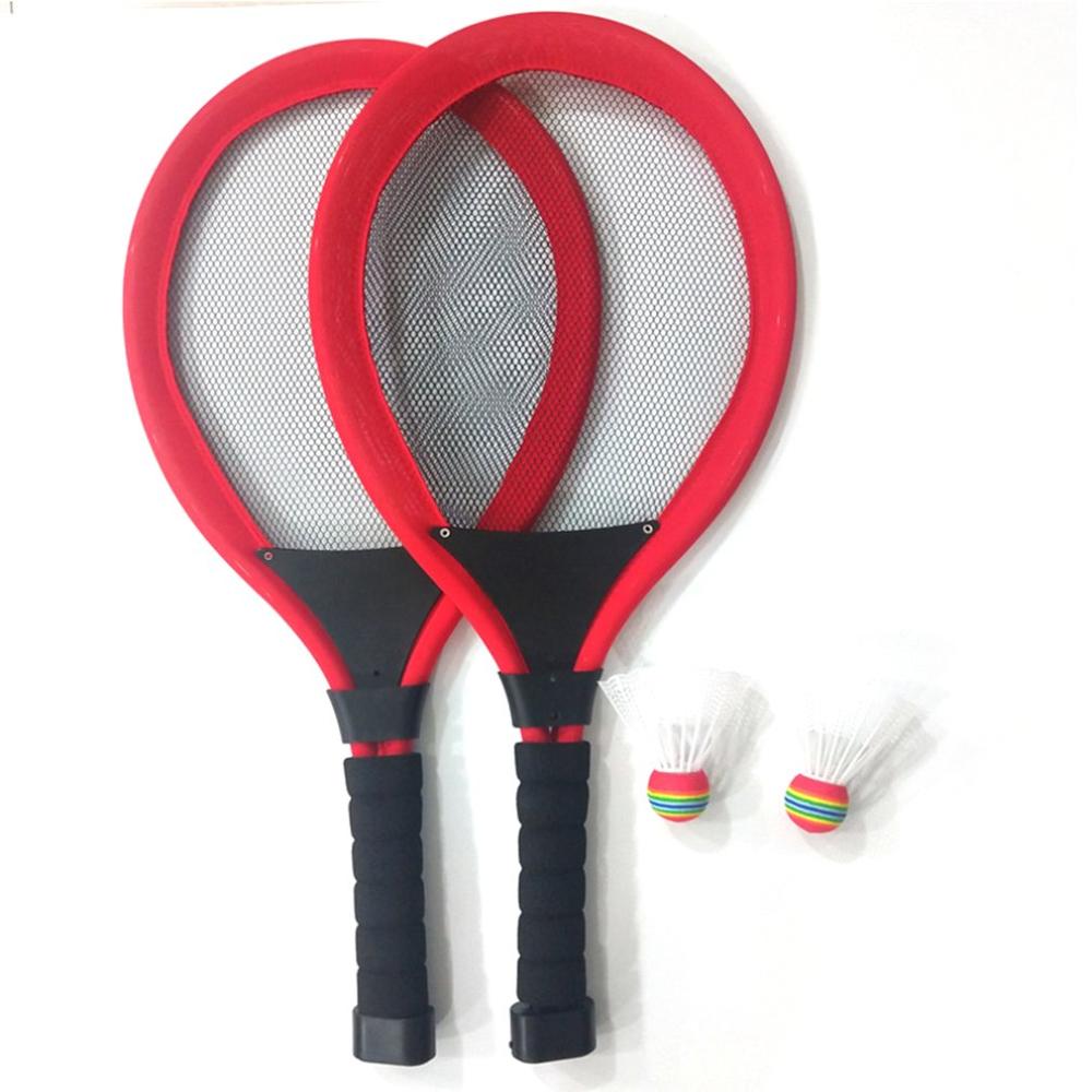 Lichtgevende Badminton Racket Set Nachtlampje Badmiton Bal Met Racket Kit Licht Voor Kids Kinderen Houden Begginers Familie: red