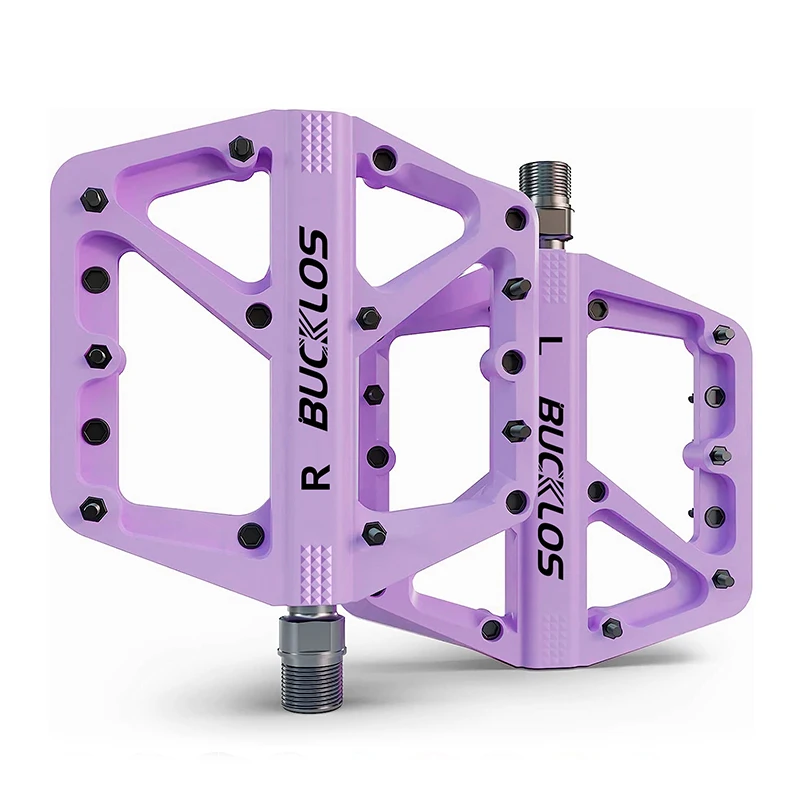 BUCKLOS MTB Bike Pedals Sealed Bearing Mountain Road Bicycle Flat Pedal Platform Ultralight 9 16'' Platform Pedals Bicycle Part: Light Grey