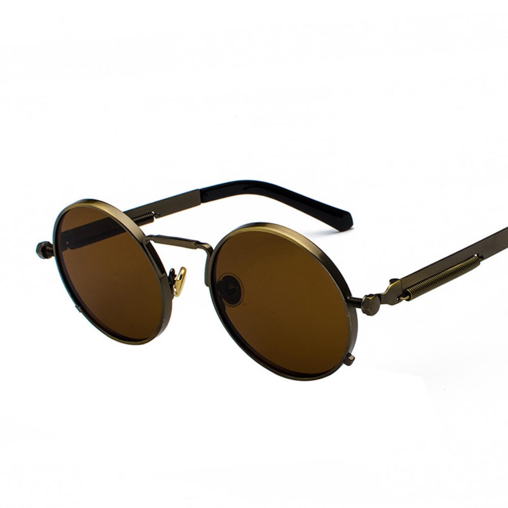 Retro punk stil runde polariserede solbriller mænd kvinder mærke runde metalstel solbriller: C6