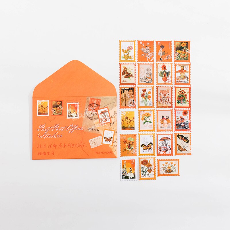 Mr.Paper 8 Coated Paper Sticker Pack Forgotten Post Office Series Decorative Paper Scrapbook Decorative Collage Sticker: E