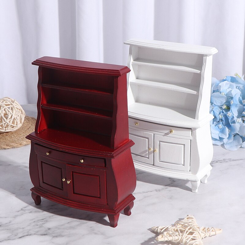 Kitchen Cabinet Cupboards with Drawer Dollhouse Furniture Toy Closet Furniture Accessories 1/12 Miniature