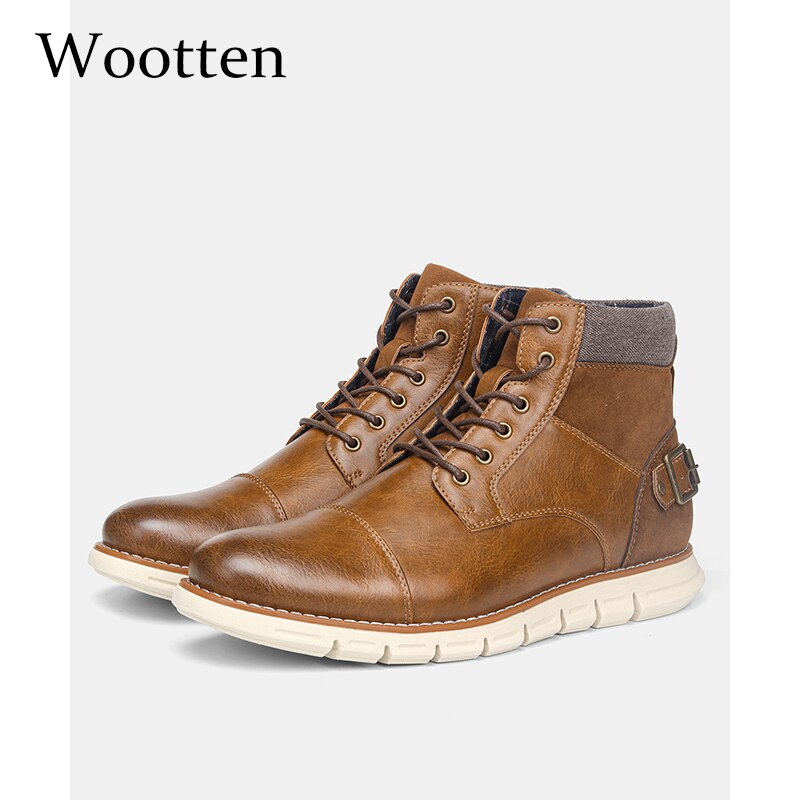 Botas de hombres nuevos botines de otoño vogue vintage cómodas botas de piel de de