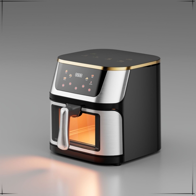 Domowa wielofunkcyjna, automatyczna, widoczna frytkownica parowa o dużej pojemności i dużej mocy: Jasno szary / EU