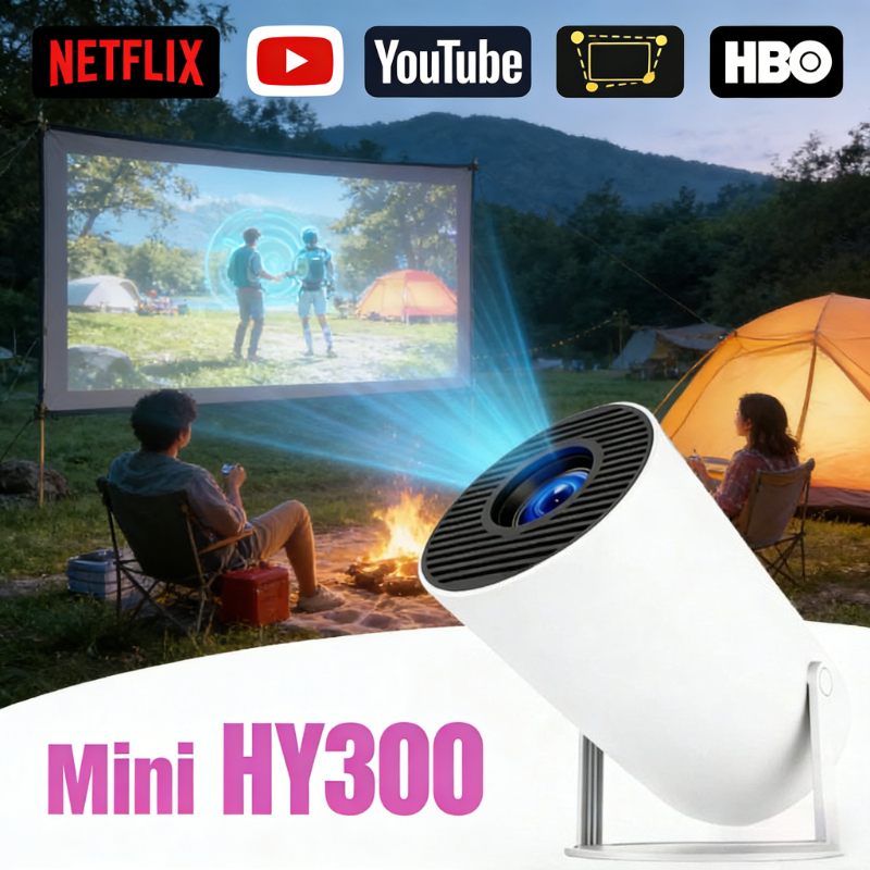 Home Theater Portable Projector MINI HY300 4K Ultra HD 300ANSI Android 11 BT54 with Electronic Focus and Built in Speaker
