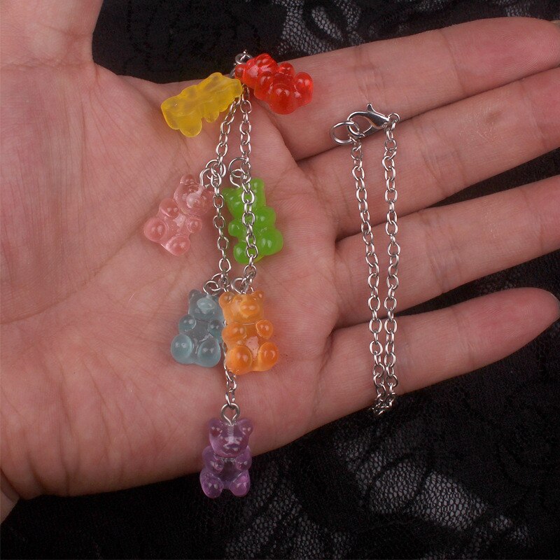 1pz Donne Collana Multicolore Della Resina Gummy Orso per I Bambini Regalo di Festa Di Compleanno del Commercio tutto'ingrosso Dei Monili