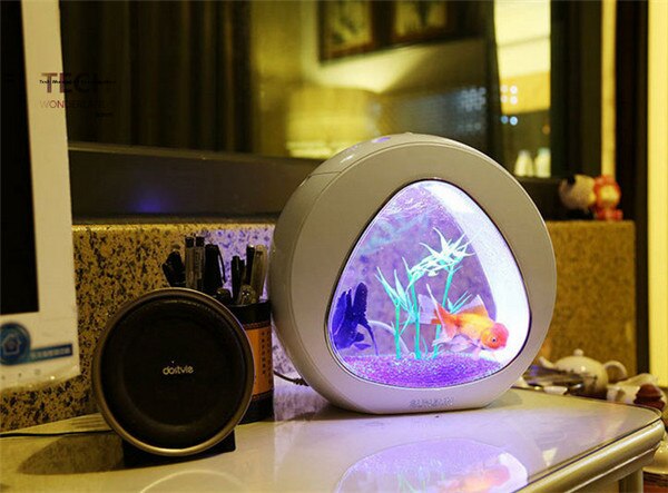 SUNSUN-Acuario acrílico ecológico, pecera de oficina, filtro de integración de acuario , sistema de luz LED, YA-02 de gran tamaño: whtie