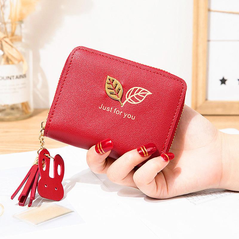 Frauen Kleine Brieftasche Pu Leder Geldbörse Kurze Walets Für Damen Münze Tasche Kupplung Tasche Minimalistischen Brieftasche Cartera De Mujer: rot
