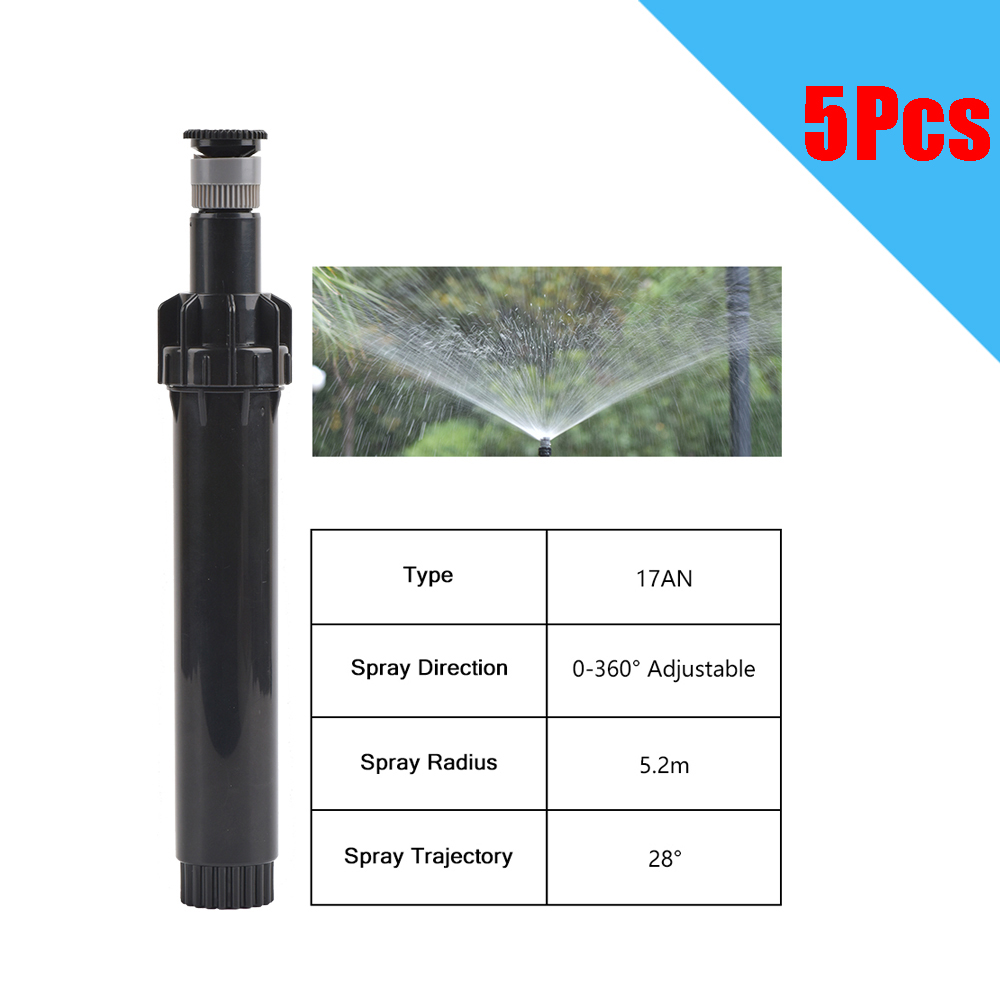 5Pcs Pop-up Sprinkler Ersatz Streudüsen 0 ~ 360 Grad Einstellbar Garten Park Bauernhof Gras Rasen Bewässerung Werkzeug: Licht Grau