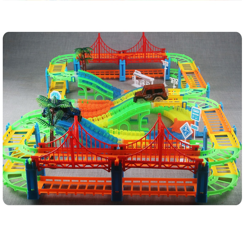 Glowing Assembly DIY Flexible Racing Track Electronic Flash Light Car Railway Magical Racing Track Play Set Toys For Children