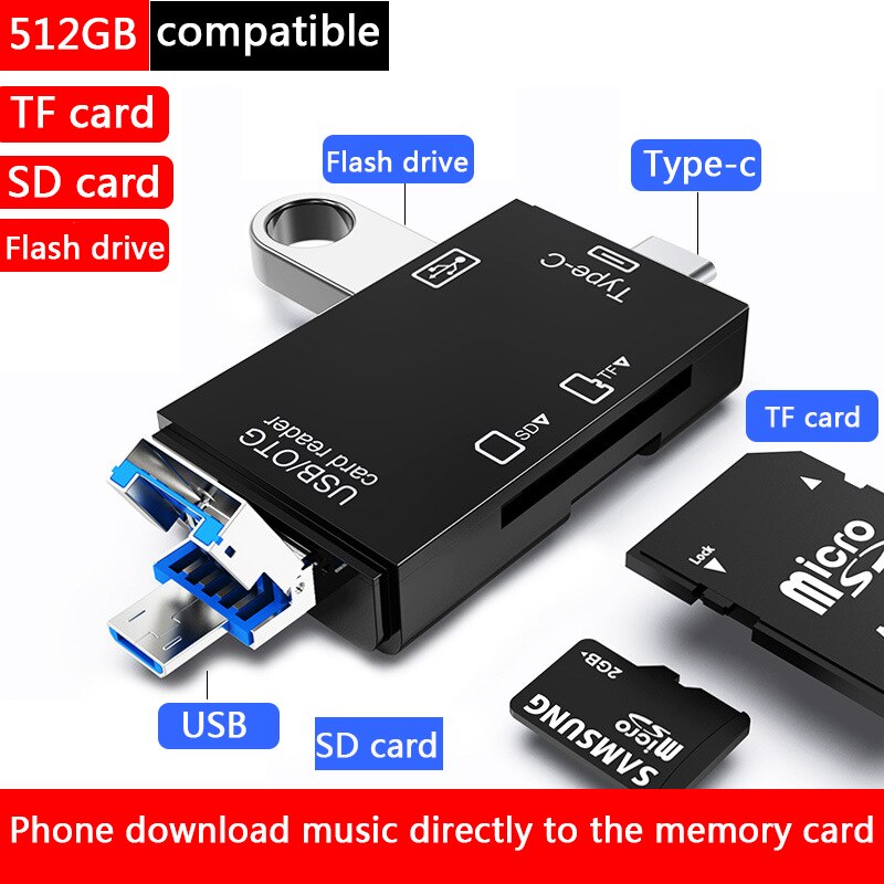 USB 2.0 6 in 1 Card Reader Flash Drive Micro USB TF/SD Card Reader Mobile Phone OTG Adapter Laptop Accessories