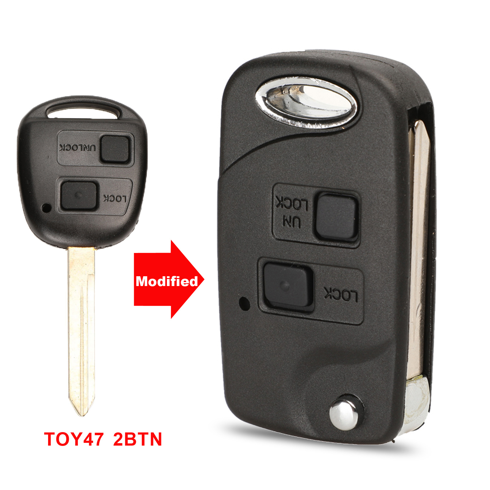 Jingyuqin Remote Folding Flip Autosleutel Shell Case Voor Toyota Yaris Carina Corolla Avensis Cover Toy43 Toy47 Toy48 Met Knoppen: 2B TOY47 BLADE