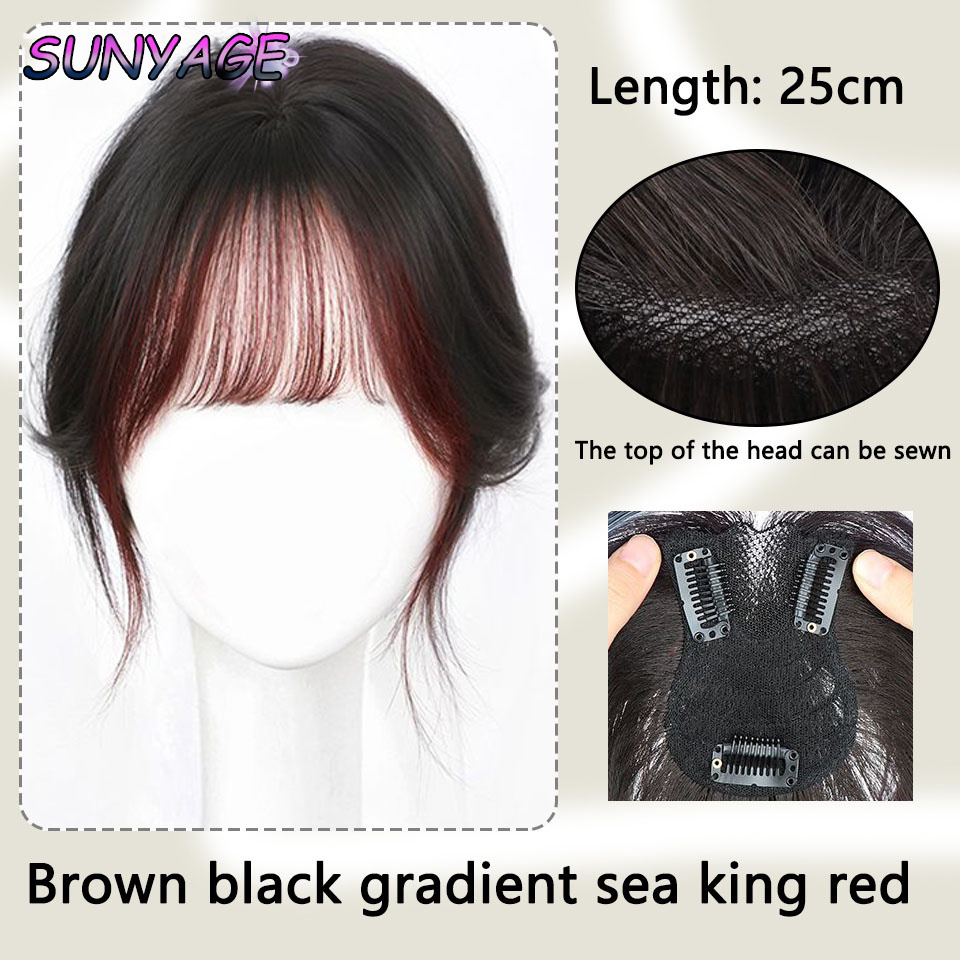 Perruque Synthétique à Frange de Caractère de Lecture, Postiche sur le Haut de la Tête pour Couvrir les Cheveux Blancs et en Frange Complète, pour Femme: T1B/VIOLET