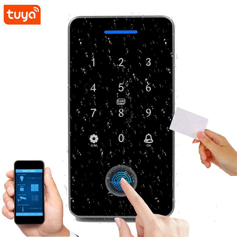 Outdoor IP67 Waterproof TUYA Access Control Keypad RFID 13.56MHZ Standalone Rfid Fingerprint Reader