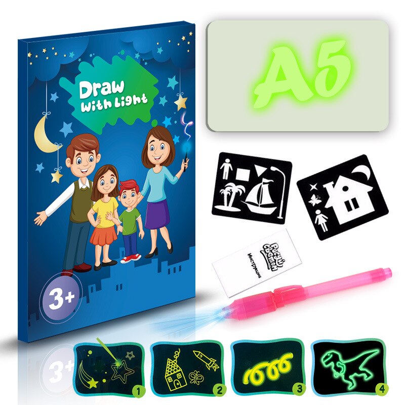 Disegnare con la Luce Fun Fluorescente Tavolo Da Disegno Per Bambini Luminosa Graffiti Del Fumetto di Tabellone Per Scrittura 3D Lavagna LUMINOSA: Grigio