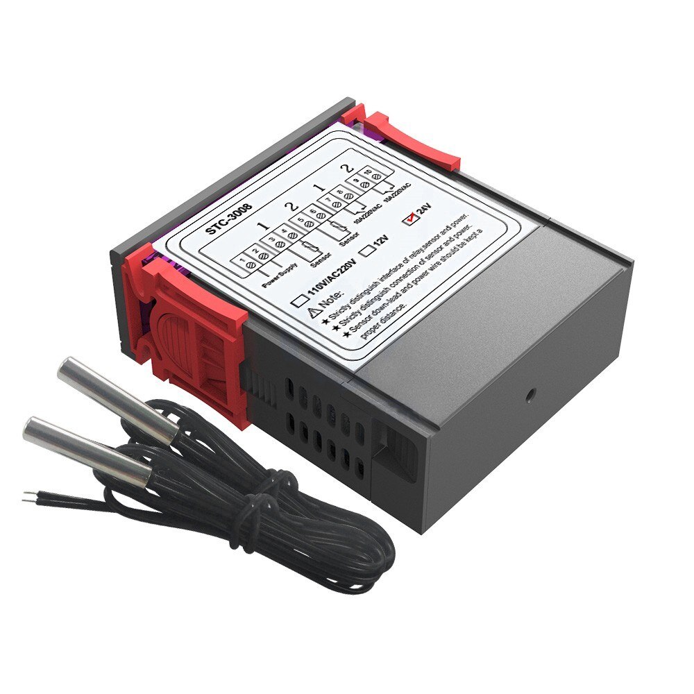 Dual Digital Display Thermostat Temperature Regulator Temperature Controller Double NTC Probe Heater Sensor Two Relay Output 24V