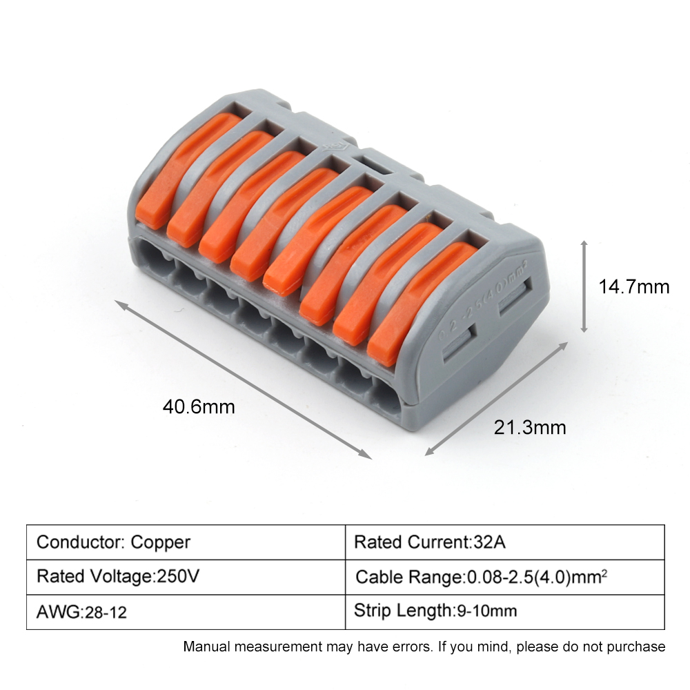 Connecteurs rapides de fil de levier, 2 trous, 3 trous, 4 trous, 5/8 trous, épissure électrique, borniers compacts, câblage, ensemble pour AWG28-12, 10 pièces: Ivoire