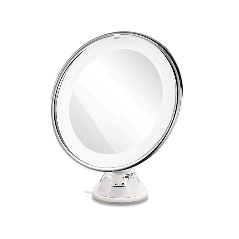 8 Inch 10X Magnifying LED Tabletop Round Makeup Cosmetic Mirror with Sucker (White)