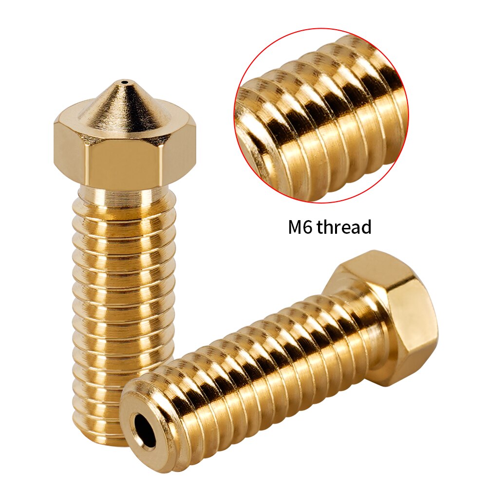 KINGROON 2 sztuk E3D wulkan dysze ze stali nierdzewnej mosiądz M6 gwint 3D drukarki dysza Hotend 0.2mm-1.2mm dla 1.75mm żarnika