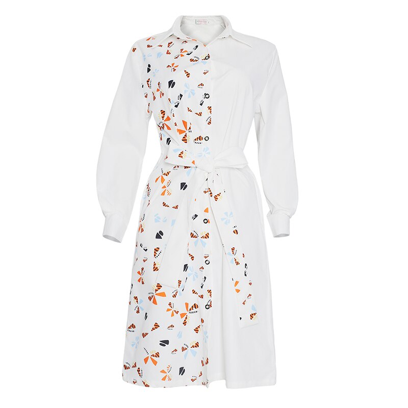 MD African Dresses For Women Africa Print Dashiki Shirt Dress Ankara Midi Dresses Cardigan Blouse Top Outfit: White / XXL