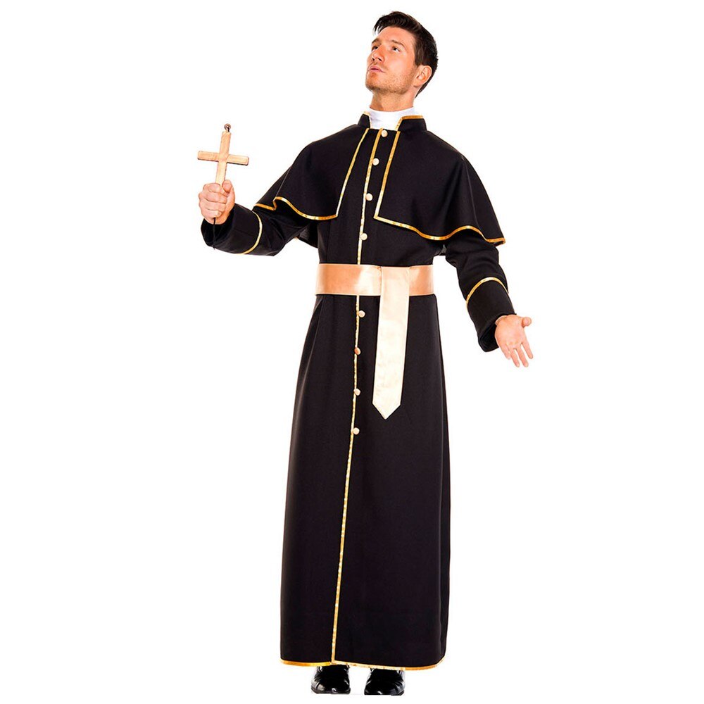 Adulto hombre clásico sacerdote Pastor Cosplay disfraz de Halloween monja Jesucristo María sacerdote Drama clérigo vestido de lujo