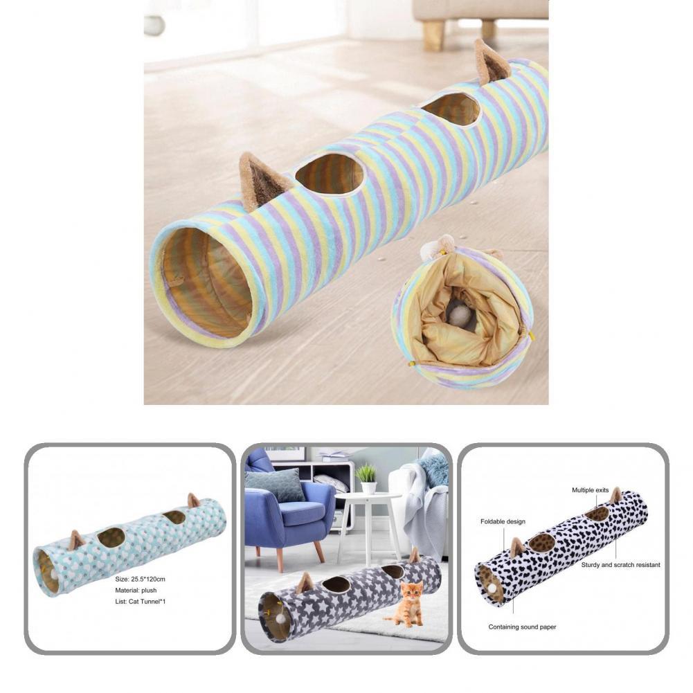 Easy Cleaning Kitty Tunnel Multiple Exits Plush Cat Warm Bed Nest Cat Toy Cat Tunnel