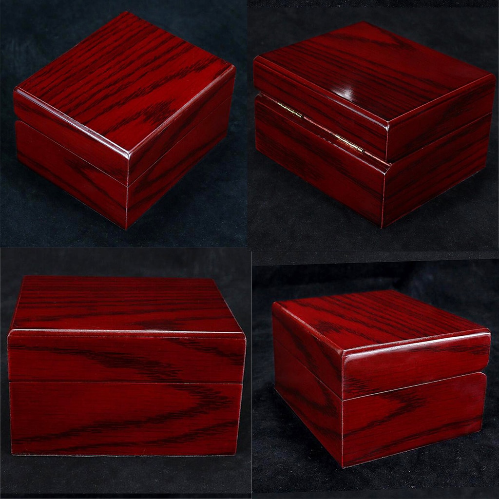 Colección de cajas de exhibición de reloj de madera, organizador de almacenamiento de joyas de Estilo Vintage para mujeres y hombres, 4 Uds., Rojo
