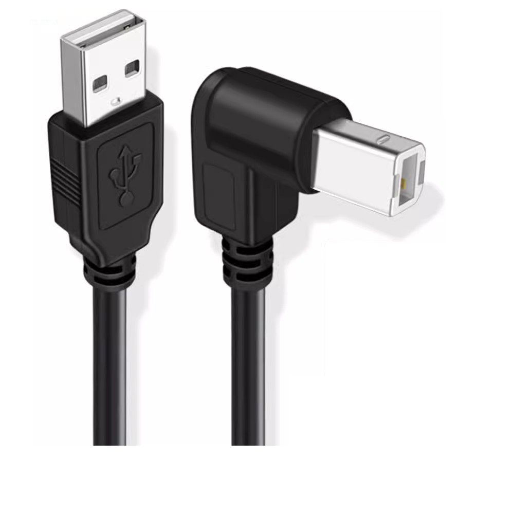 Câble USB 2.0 coudé haut, bas, gauche et droite, pour imprimante et Scanner de Type A mâle à Type B mâle, 90 degrés, 30cm 50cm 1m 150cm 1ft 5 pieds: Marron / 1 mètre