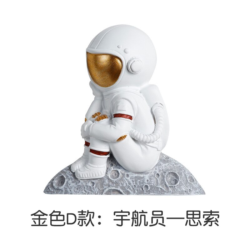 Astronaut switch indsæt astronaut socket dekoration klistermærke familie vægklistermærke moon resin 3d stereo socket klistermærke: Guld d