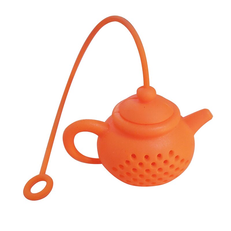 Infusor de té de silicona, utensilios de cocina, tetera, accesorio para elaboración de cerveza, en forma de tetera, 1 pieza, colador de té de hoja de Color puro: Naranja