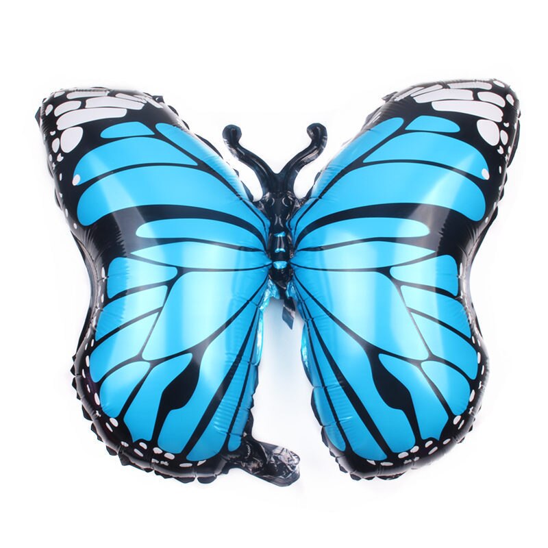 Large Butterfly Foil Balloon for Baby Shower Kids Girl Birthday Jungle Party Decoration Inflatable Air Balloon Animal Globos: Sky Blue