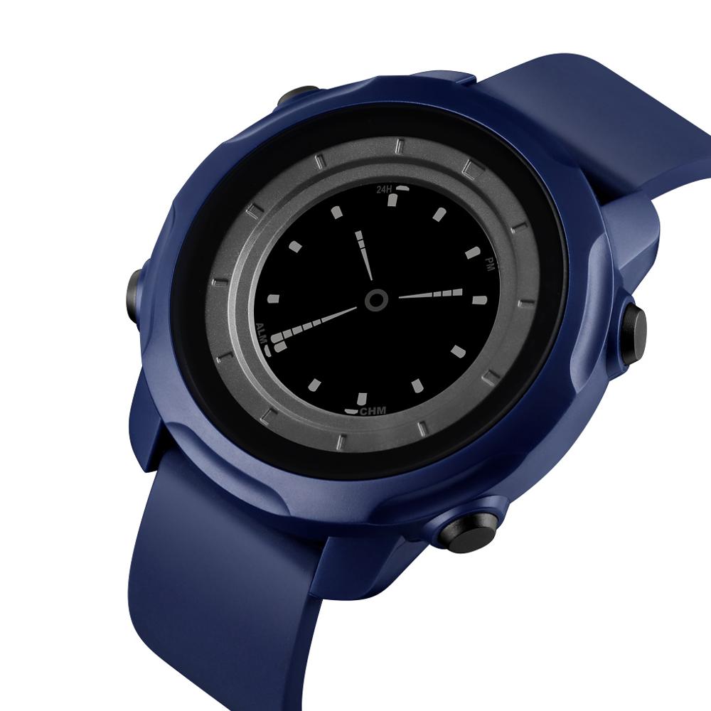 SKMEI Two Display Men's Electronics Watch 50M Waterproof LED Silica Watch Digital Wristwatches Mens Alarm relogios 1571: blue black