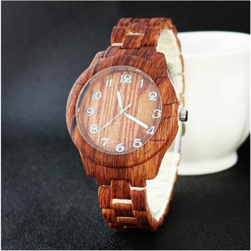 Træure quartz ur herre bambus moderne armbåndsur analog natur træ blødt læder fødselsdag