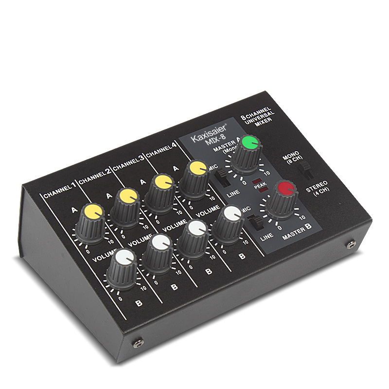 K-song Black MIX-8 Reverberator 8-way Reverberator Mini-cable Mixer Mixer Mixer Microphone Expander Reverberation Microphone