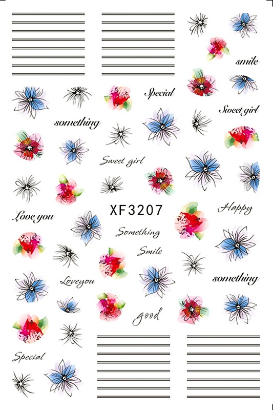 DIY Chinesische Neue Jahr Nagel Aufkleber Selbst Klebe Japanischen Decals Tipps Leopard Frühling Lavendel Nagel Kunst Blume Aufkleber Für NäGel: XF3207