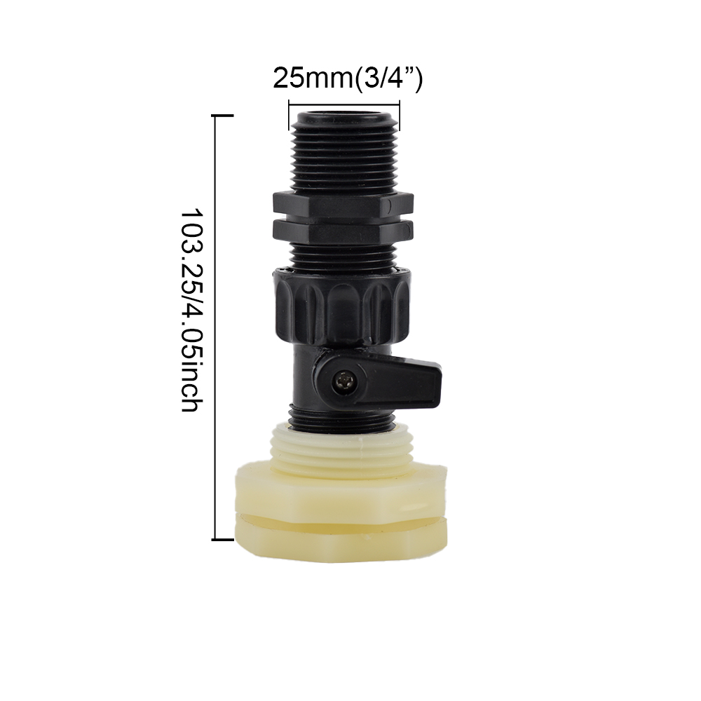 Kit de grifo de Barre de lluvia de PVC, válvula de barril de lluvia de 3/4 pulgadas con adaptador de montaje de mampara para tanques de agua, acuarios, bañeras y piscina: Marrón